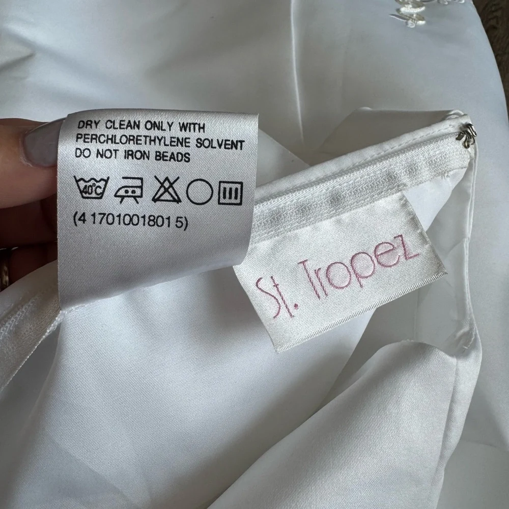 David’s Bridal Flower Girl Dress. St. Tropez brand, girls size 5.  White. - Picture 13 of 13